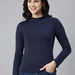 TWIN BIRDS High Neck Cotton T-shirt-image-6