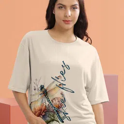 HELLCAT Women Graphic Printed Round Neck Cotton Oversized T-Shirt-image-26
