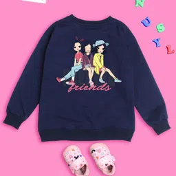 NUSYL Girls Graphic Printed Fleece Oversized Sweatshirt-image-44