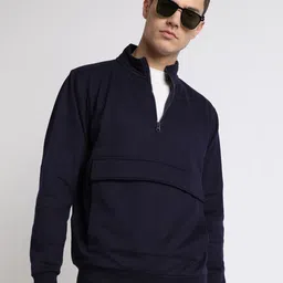 Dennis Lingo Mock Collar Half Zipper Pullover Sweatshirt-image-47