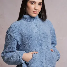 Tokyo Talkies Blue Mock Collar Sweatshirt-image-26