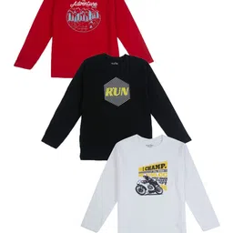 Palm Tree Infants Boys Round Neck Graphic Printed Pack Of 3 Cotton T-shirt-image-75