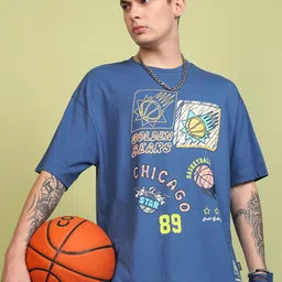 HIGHLANDER Men Oversized Typography Printed Round Neck T-shirt-image-5