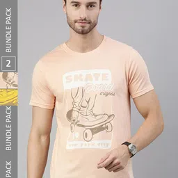 Joven Pack Of 2 Typography Printed Pure Cotton T-shirt-image-17