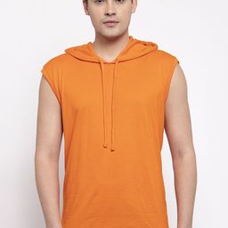 Friskers Men Orange Raw Edge T-shirt-image-84