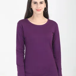 Fleximaa Women Purple Cotton T-shirt-picture-39