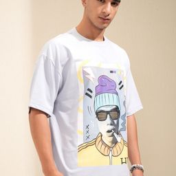 HIGHLANDER Men Graphic Printed Round Neck Cotton Oversized T-Shirt-image-67