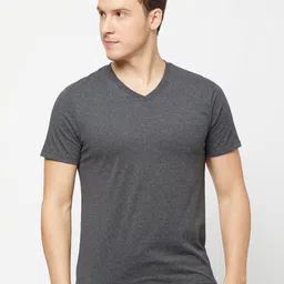 SPORTO Men Grey Melange V-Neck T-shirt-image-51