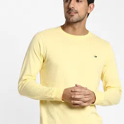 Red Flame Round Neck Long Sleeves Relaxed Fit Raw Edge Cotton Casual T-shirt-image-38