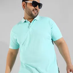 Instafab Plus Men Plus Size Polo Collar Flex Cotton T-shirt-9