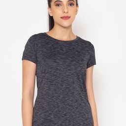 BODYACTIVE Women Black Printed Dri-FIT Slim Fit T-shirt-image-38