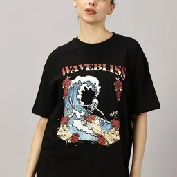 THE HOLLANDER Women Typography Printed Raw Edge T-shirt-image-38