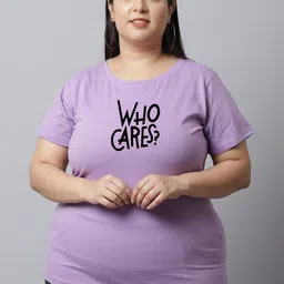 UnaOne Plus Size Typography Printed Cotton T-Shirt-image-44