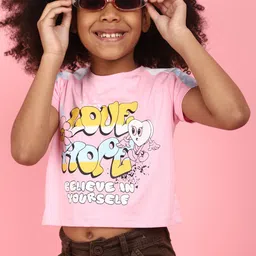 V-Mart Girls Typography Printed Cotton T-shirt-image-5