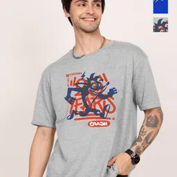 Leotude Men Printed Raw Edge T-shirt-image-44