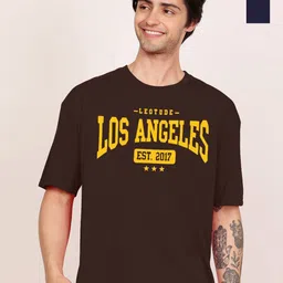 Leotude Men Pack Of 2 Typography Printed Round Neck Cotton T-shirts-image-36