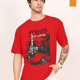 Leotude Men Pack Of 2 Graphic Printed Round Neck Cotton T-shirts-image-47
