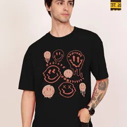 Leotude Men Pack Of 2 Graphic Printed Round Neck Cotton T-shirts-image-17