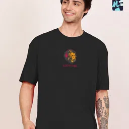 Leotude Men Printed Raw Edge T-shirt-image-70