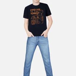 Gini and Jony Kids-Boys Black Raw Edge T-shirt-image-57