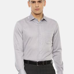Louis Philippe Permapress Plus Size Men Grey Cotton Wrinkle Free Formal Shirt-picture-26