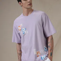 WROGN Typography Printed Round Neck Drop Shoulder Sleeves Oversized T-shirt-image-41