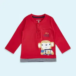 Pantaloons Baby Boys Maroon Printed Henley Neck T-shirt-picture-11
