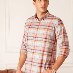 DENNISON Smart Tartan Checked Button-Down Collar Casual Shirt-image-71