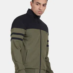 t-base Mock Collar Colourblocked Front Open Sweatshirt image 3