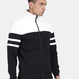 t-base Colourblocked Mock Collar Front-Open Sweatshirt image 2