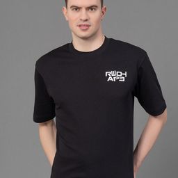 Red Tape Typography Printed Round Neck Antimicrobial Oversized T-Shirt-image-69