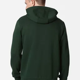t-base Men Green Hooded Front-Open Sweatshirt image 5