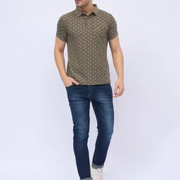 ARRAY Men Abstract Printed Polo Collar Cotton T-shirt image 2