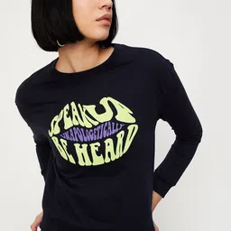 max Typography Printed Round Neck Pure Cotton Pullover Sweatshirt image 5