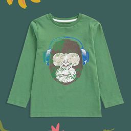 mothercare Boys Green Monkey Print Pure Cotton T-shirt-image-22