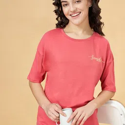 Dreamz by Pantaloons Printed Relaxed Fit Drop-Shoulder Sleeves Pure Cotton T-shirt-image-40