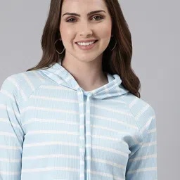 SHOWOFF Striped Hooded Acrylic Crop Sweatshirt-image-5