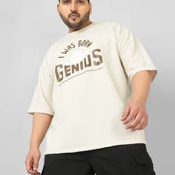CHKOKKO Plus Size Typography Printed Drop-Shoulder Sleeves Oversized T-shirt-image-56