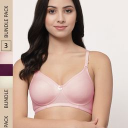 Docare Pack Of 3 Cotton Lightly Padded Medium Support Seamless Bra-image-47
