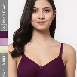 Docare Pack Of 3 Lightly Padded Full Coverage Cotton T-shirt Bra With All Day Comfort-image-58