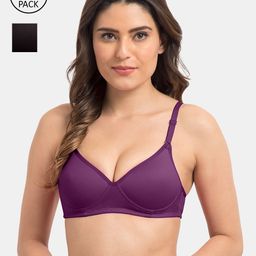 KOMLI Magenta & Black Pack of 2 T-shirt Bra Lightly Padded-picture-30