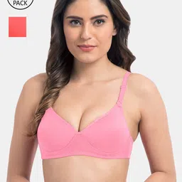 KOMLI Pink & Coral Pack of 2 T-shirt Bra Lightly Padded-picture-32
