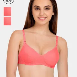 Tweens Pack Of 3 Coral Pink T-shirt Bra Lightly Padded-picture-33