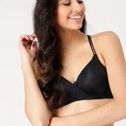 DressBerry Black Solid Non-Wired Lightly Padded T-shirt Bra-image-64