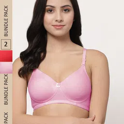 College Girl Pack Of 2 Lightly Padded Non-Wired Seamless Super Support Cotton T Shirt Bra-picture-7