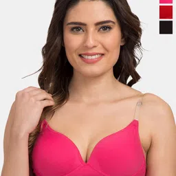 Tweens Pack Of 3 Cotton Push-Up Bra Medium Coverage Heavily Padded Transparent Back-15