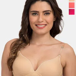 Tweens Pack Of 3 Cotton Push-Up Bra Medium Coverage Heavily Padded Transparent Back-17
