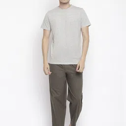 La Intimo Men Olive Green & Grey Night suit-image-20