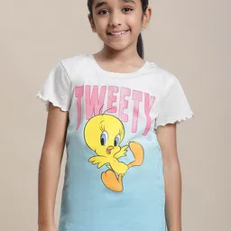 Kids Ville Girls Looney Tunes Graphic Printed Pure Cotton T-shirt-33