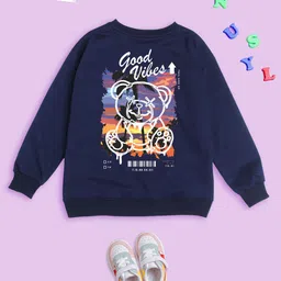 NUSYL Kids Graphic Printed Round Neck Long Sleeve Fleece Pullover Oversized Sweatshirt-picture-14